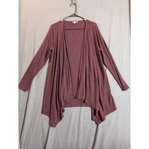 American Eagle Maroon Red Knit Open Front Cardigan Sweater Drape Flowy Fall L
